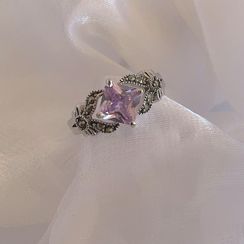 Square Light Purple Sterling Silver Ring